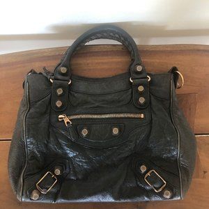 Balenciaga Velo Bag, dark green with rose gold accents